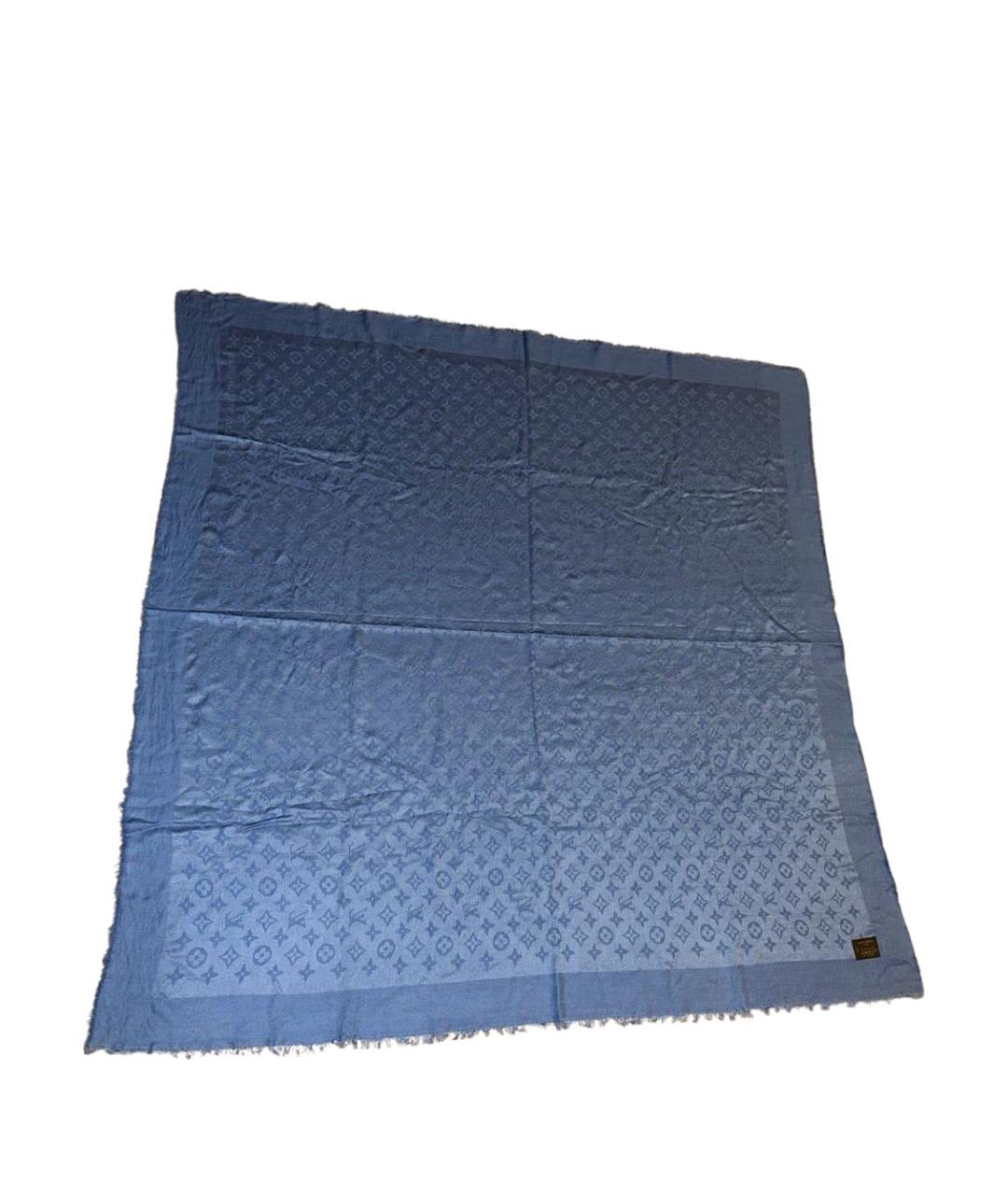 LOUIS VUITTON Голубой шелковый платок, фото 1