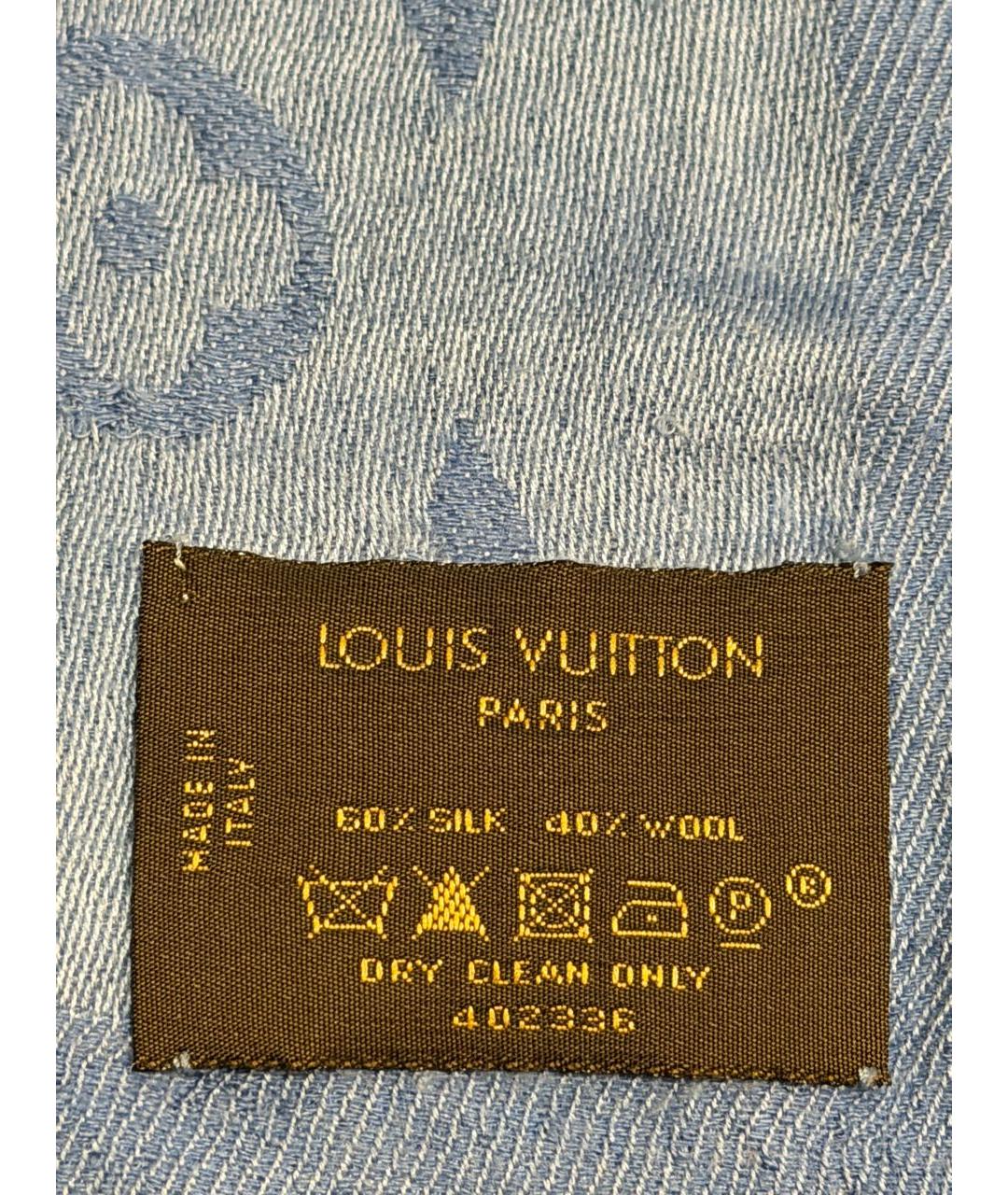 LOUIS VUITTON Голубой шелковый платок, фото 3