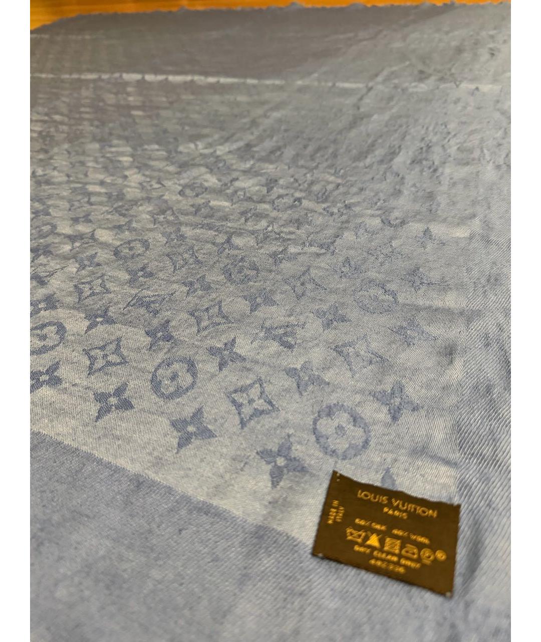 LOUIS VUITTON Голубой шелковый платок, фото 2