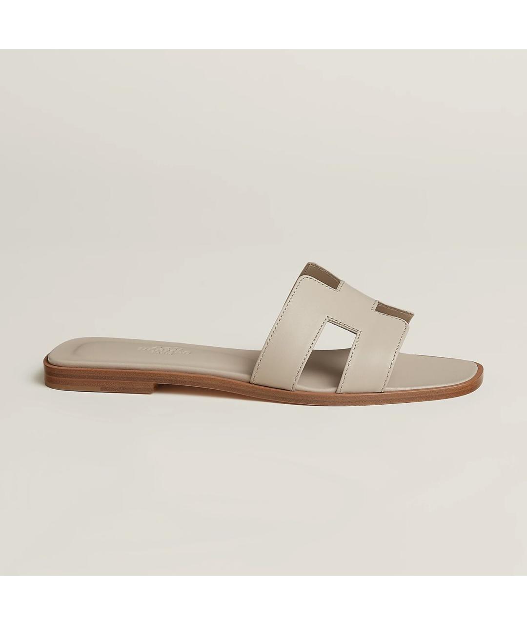 HERMES Бежевые кожаные сандалии, фото 5