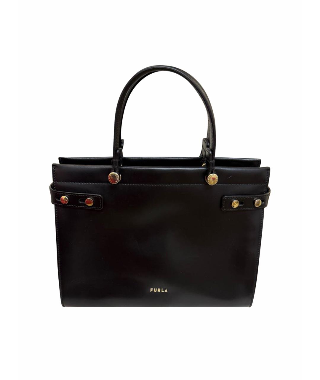 FURLA Черная кожаная сумка с короткими ручками, фото 1