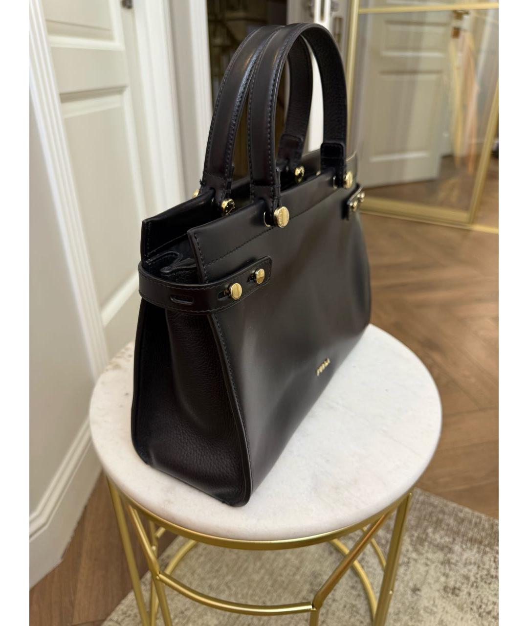 FURLA Черная кожаная сумка с короткими ручками, фото 2