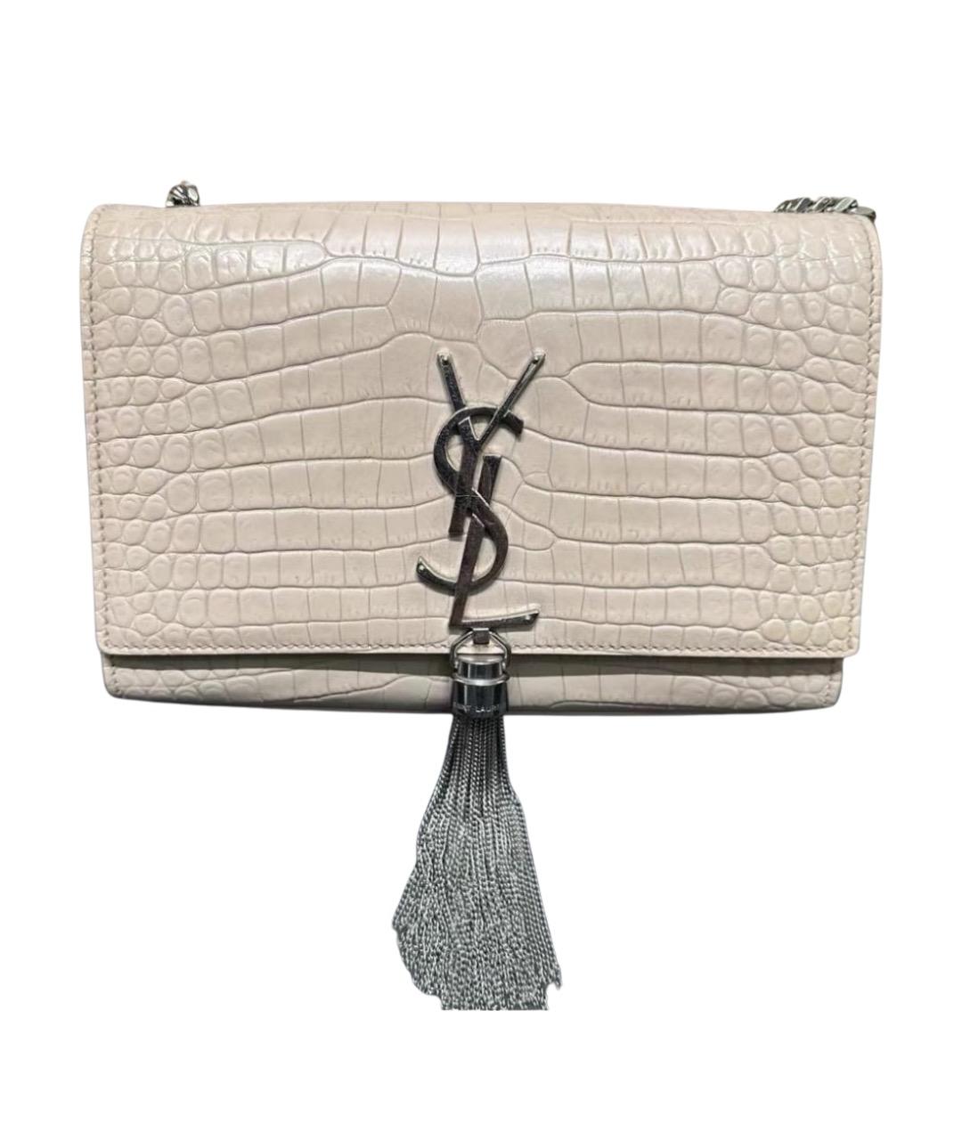 SAINT LAURENT Бежевая кожаная сумка через плечо, фото 1