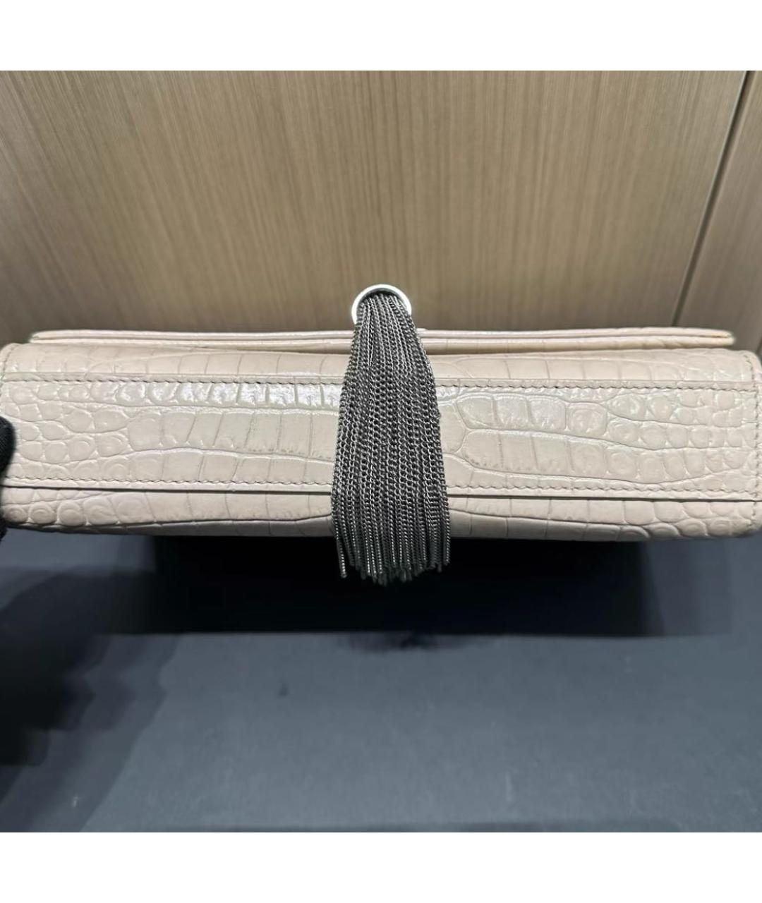 SAINT LAURENT Бежевая кожаная сумка через плечо, фото 2