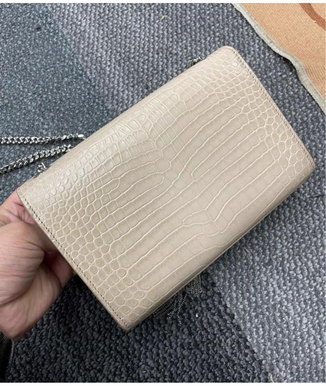 SAINT LAURENT Бежевая кожаная сумка через плечо, фото 5