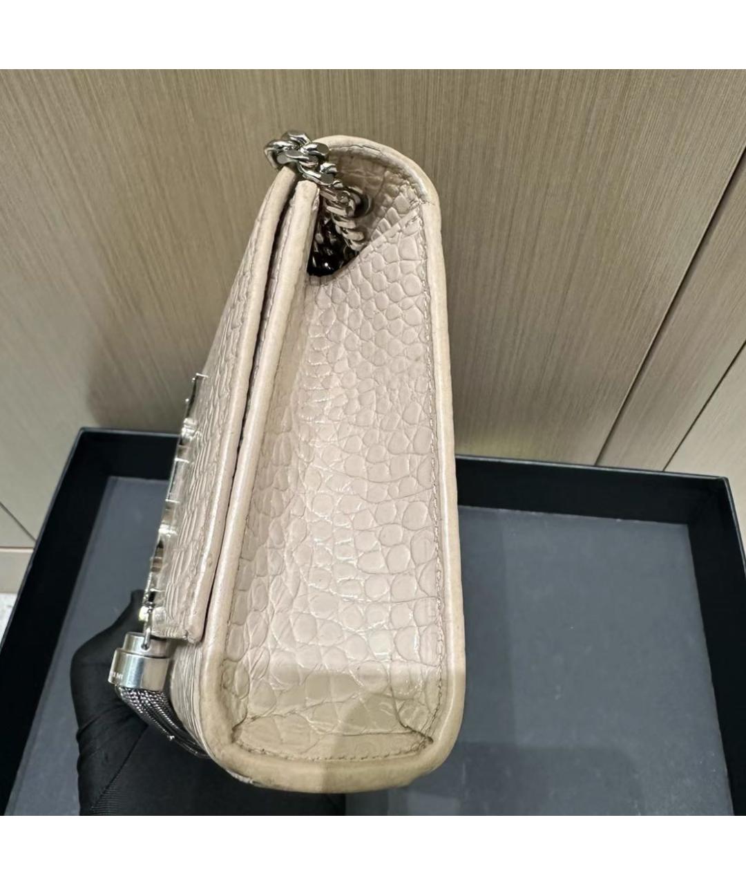 SAINT LAURENT Бежевая кожаная сумка через плечо, фото 3