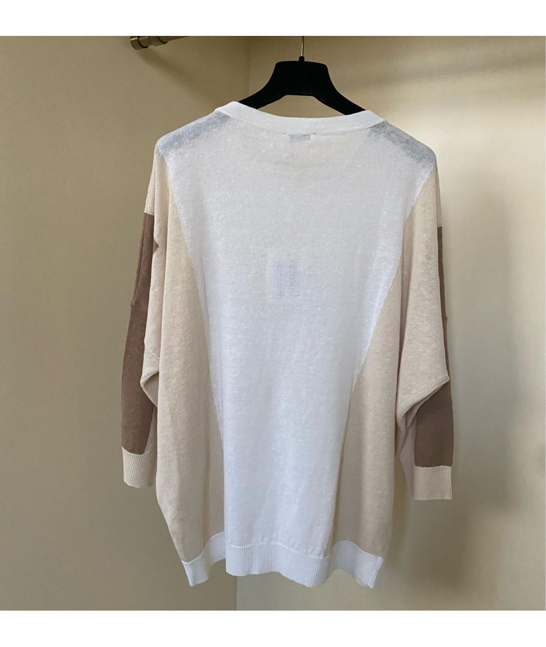 PESERICO Белый льняной джемпер / свитер, фото 5
