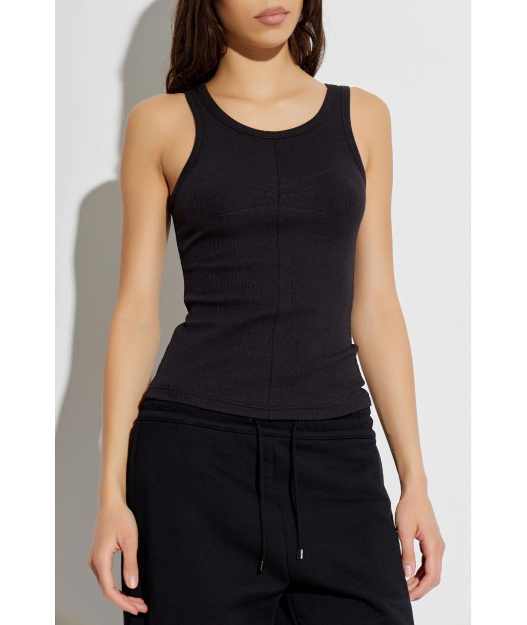 ALAIA Черная хлопко-эластановая майка, фото 2