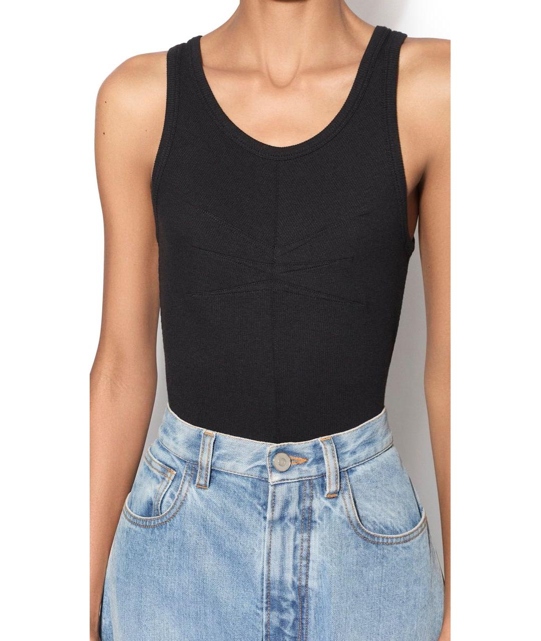 ALAIA Черная хлопко-эластановая майка, фото 8