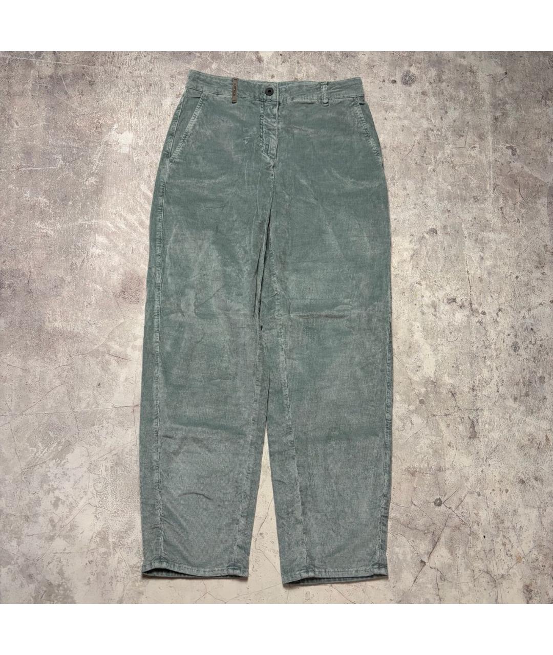 PESERICO Бирюзовые хлопко-эластановые брюки широкие, фото 5