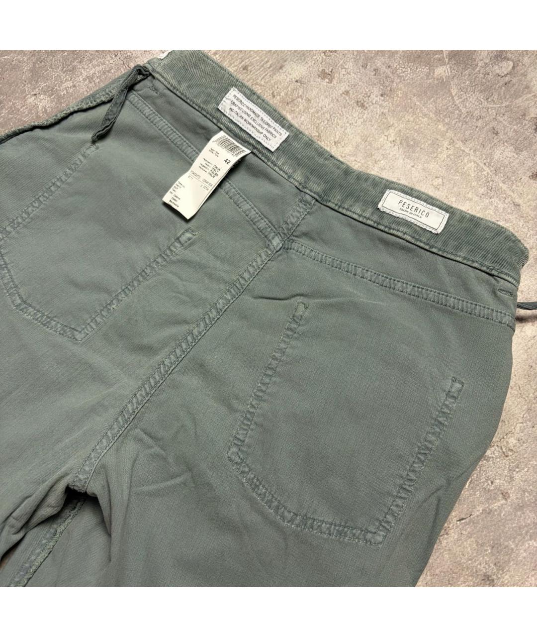 PESERICO Бирюзовые хлопко-эластановые брюки широкие, фото 3