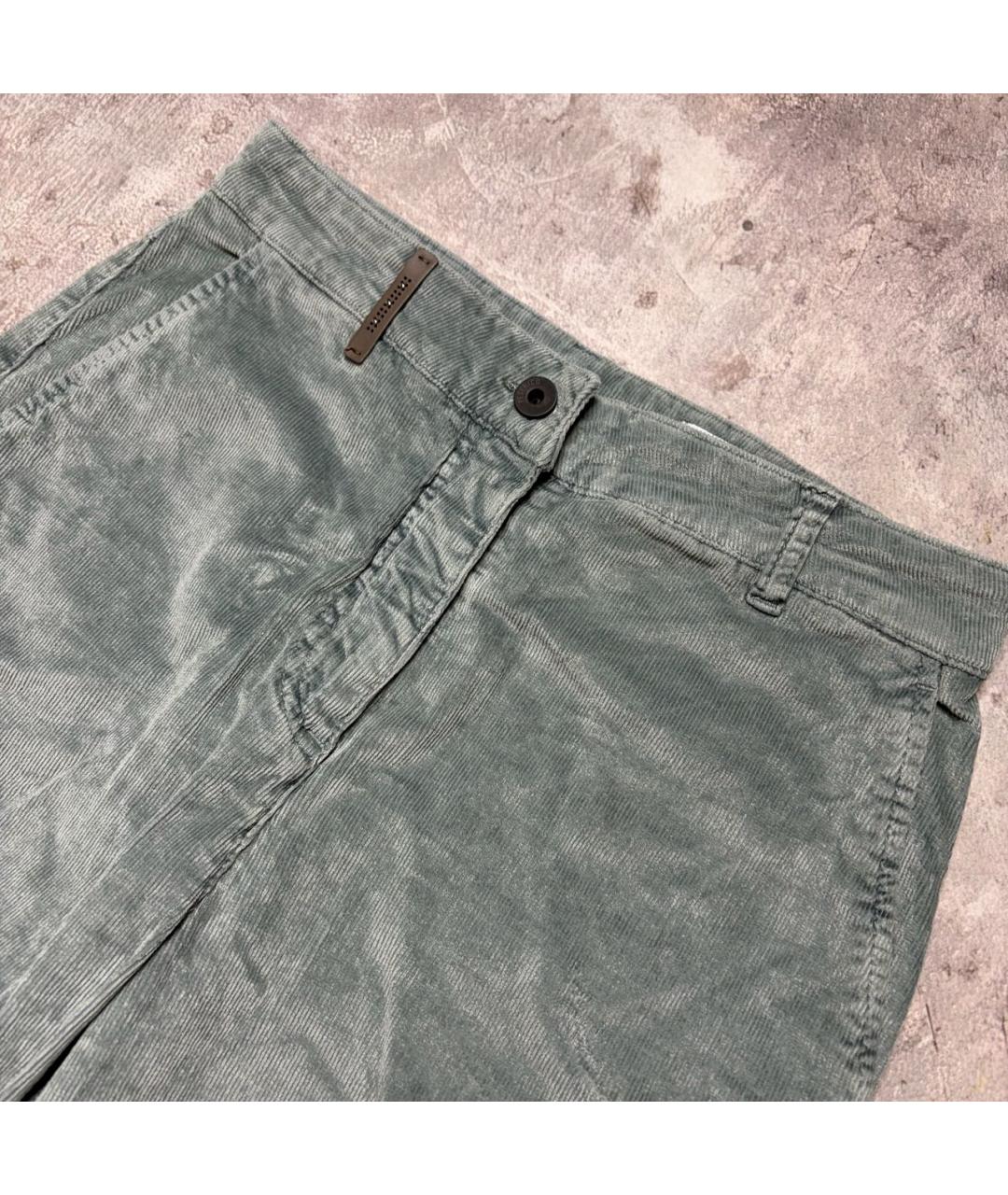 PESERICO Бирюзовые хлопко-эластановые брюки широкие, фото 4