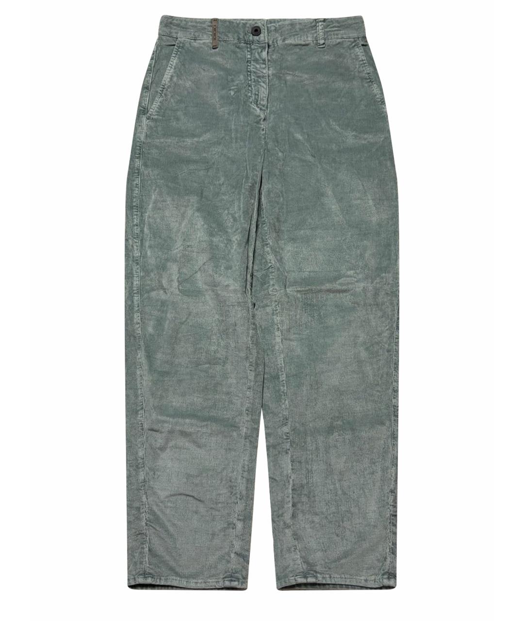 PESERICO Бирюзовые хлопко-эластановые брюки широкие, фото 1