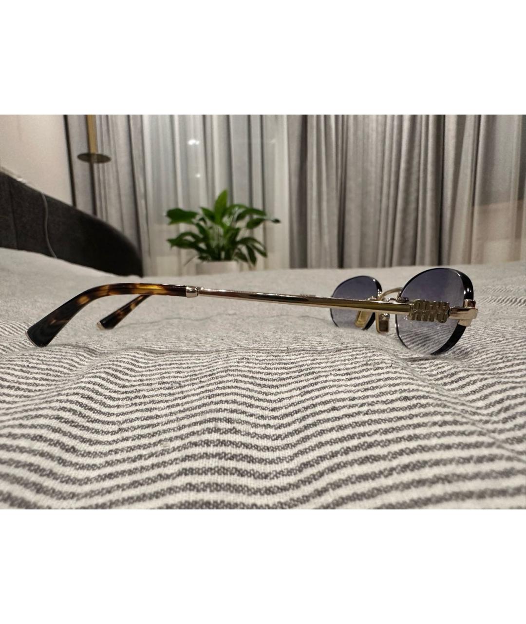 MIU MIU Голубые металлические солнцезащитные очки, фото 2