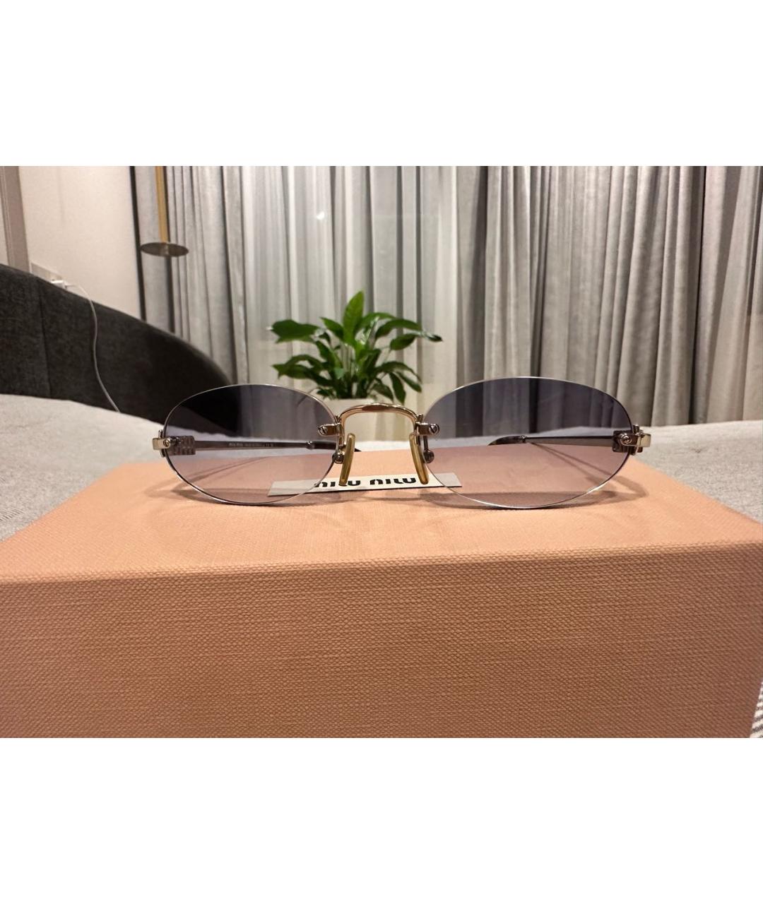 MIU MIU Голубые металлические солнцезащитные очки, фото 6