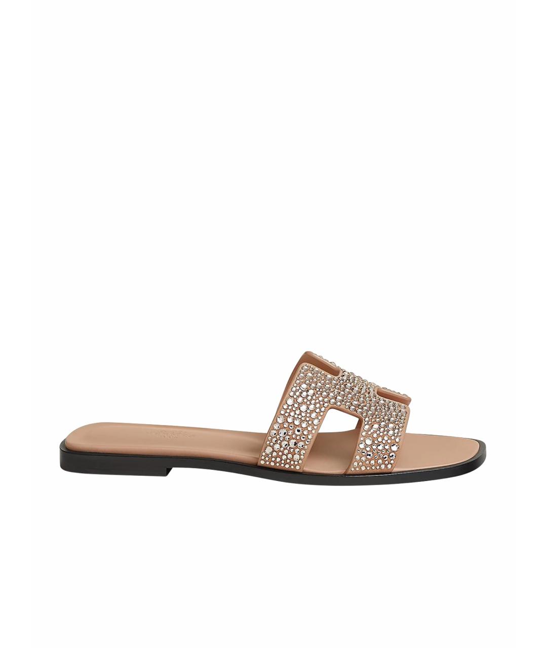 HERMES Бежевые кожаные сандалии, фото 1