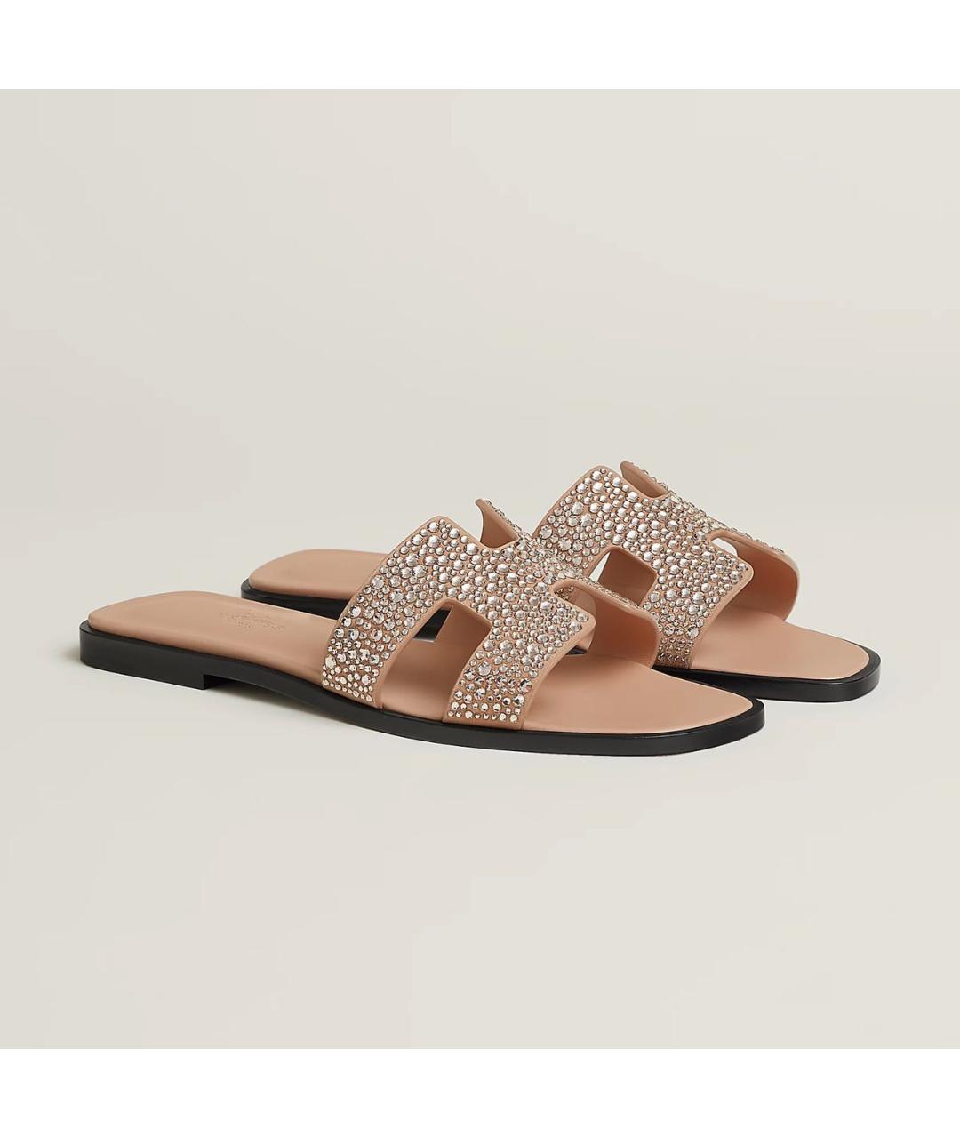 HERMES Бежевые кожаные сандалии, фото 2