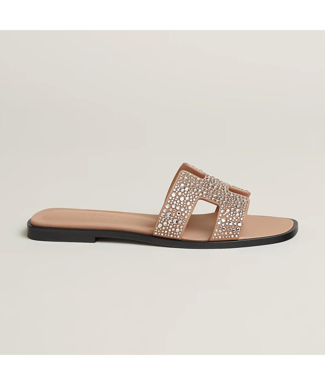 HERMES Бежевые кожаные сандалии, фото 5