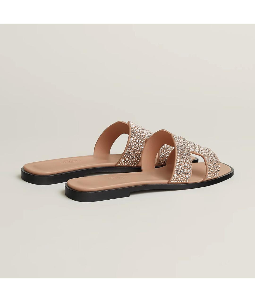 HERMES Бежевые кожаные сандалии, фото 4