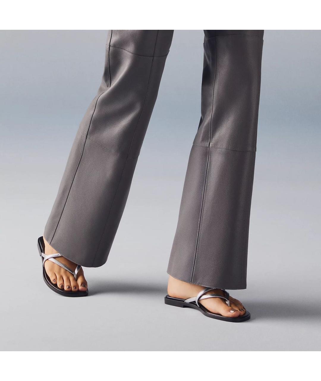 HERMES Черные кожаные сандалии, фото 3