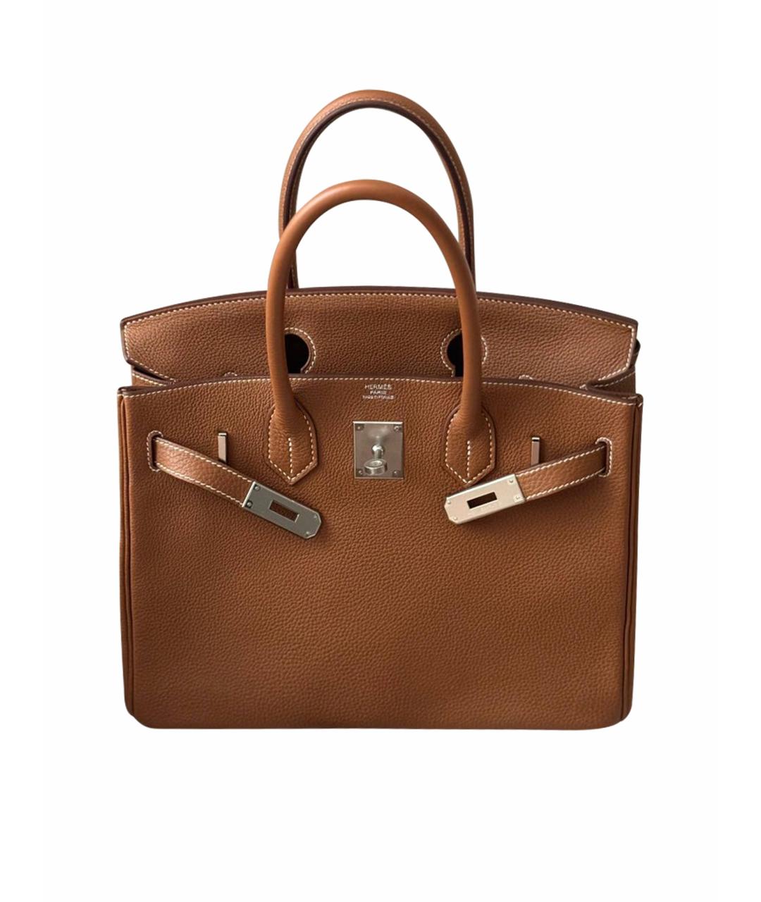 HERMES Коричневая кожаная сумка с короткими ручками, фото 9
