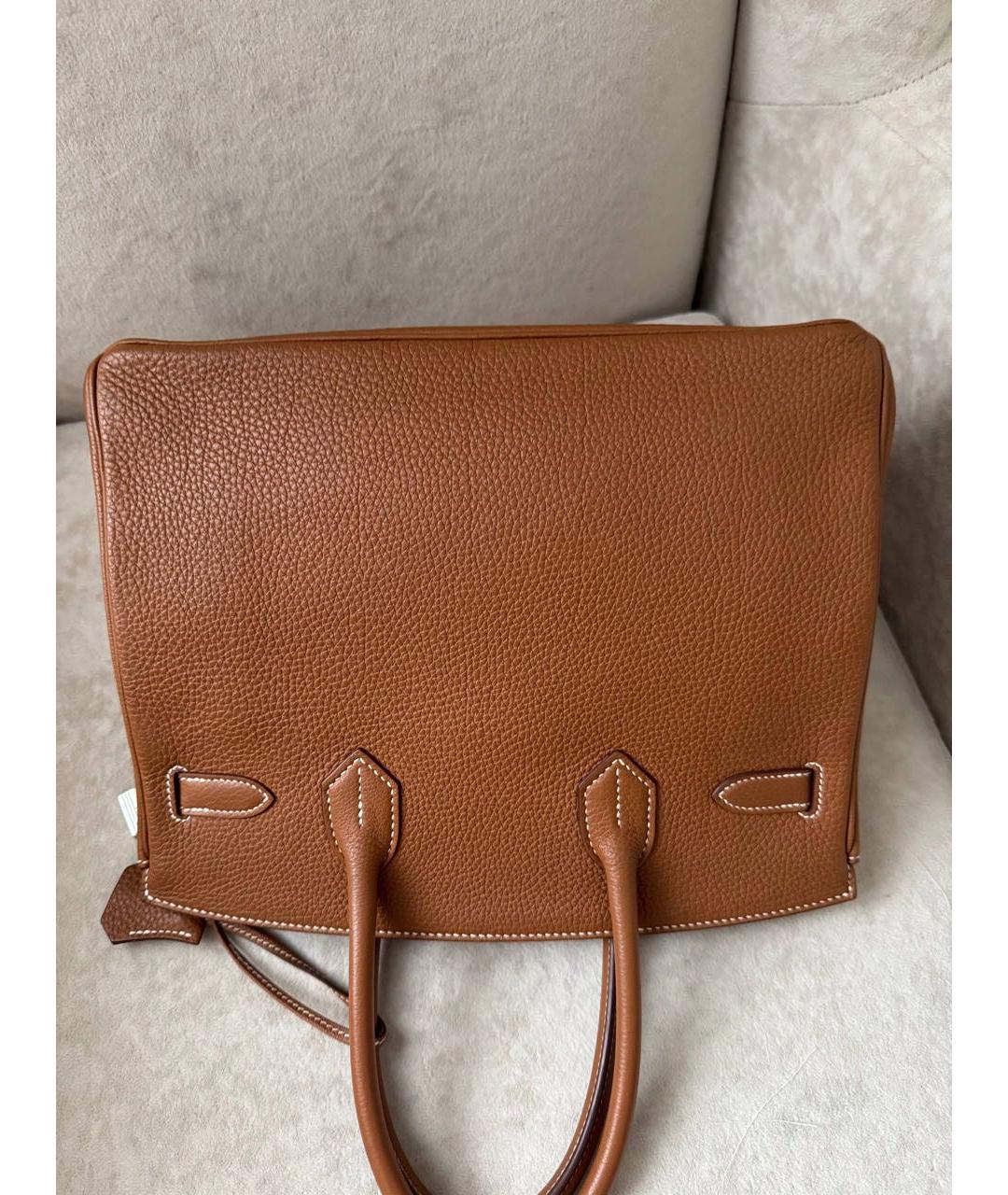 HERMES Коричневая кожаная сумка с короткими ручками, фото 4