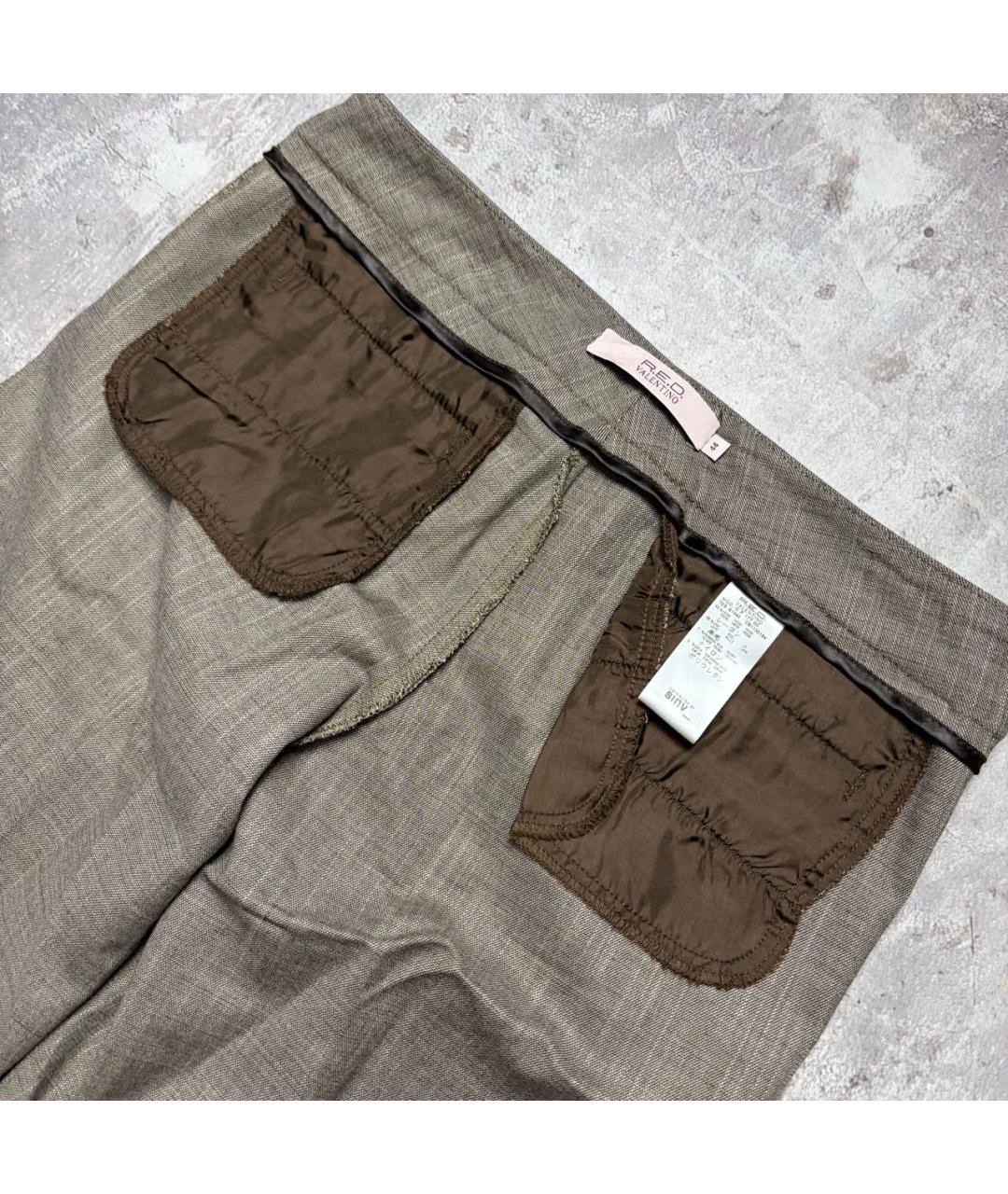 RED VALENTINO Коричневые вискозные брюки широкие, фото 3