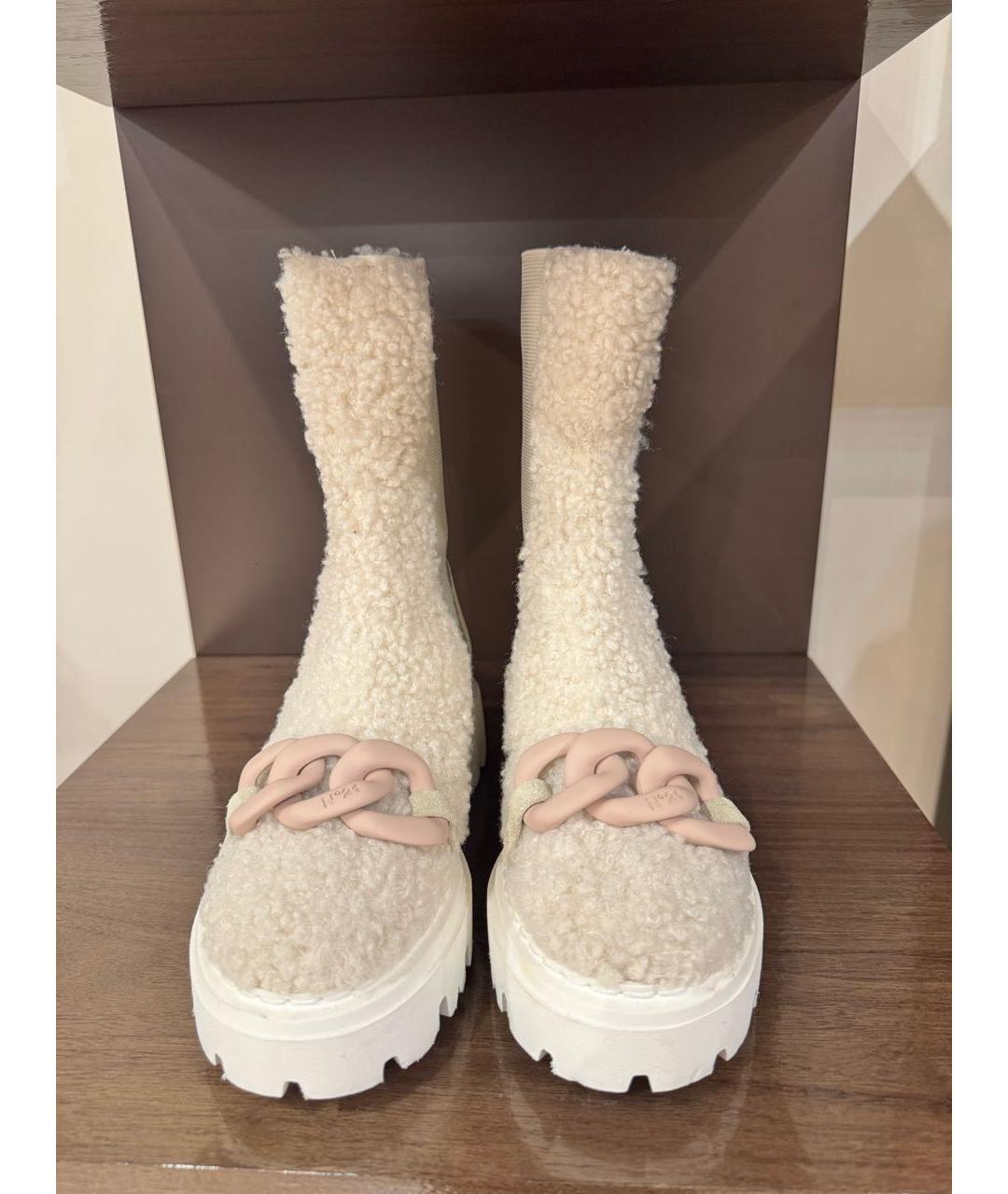 NO. 21 Бежевые синтетические полусапоги, фото 2