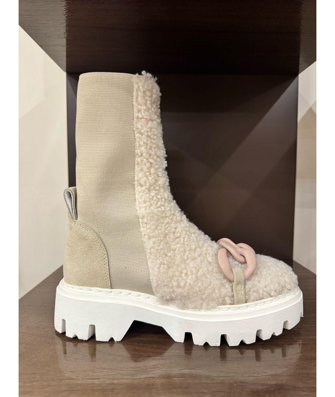 NO. 21 Бежевые синтетические полусапоги, фото 5