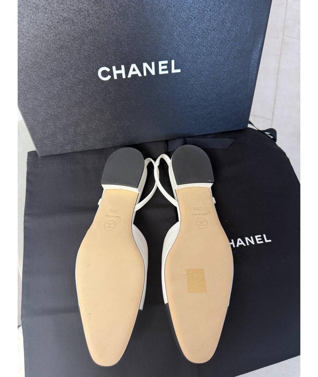 CHANEL Белые кожаные балетки, фото 4