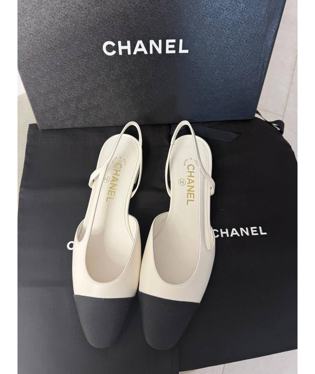 CHANEL Белые кожаные балетки, фото 2