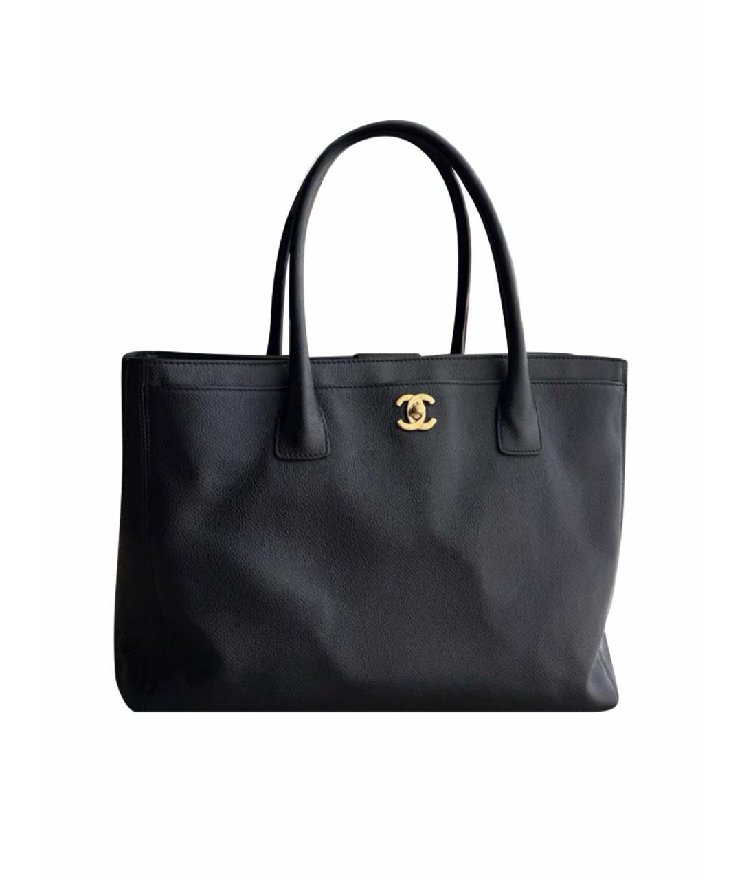 CHANEL Черная кожаная сумка тоут, фото 6