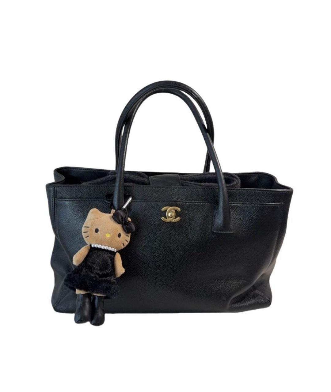 CHANEL Черная кожаная сумка тоут, фото 5