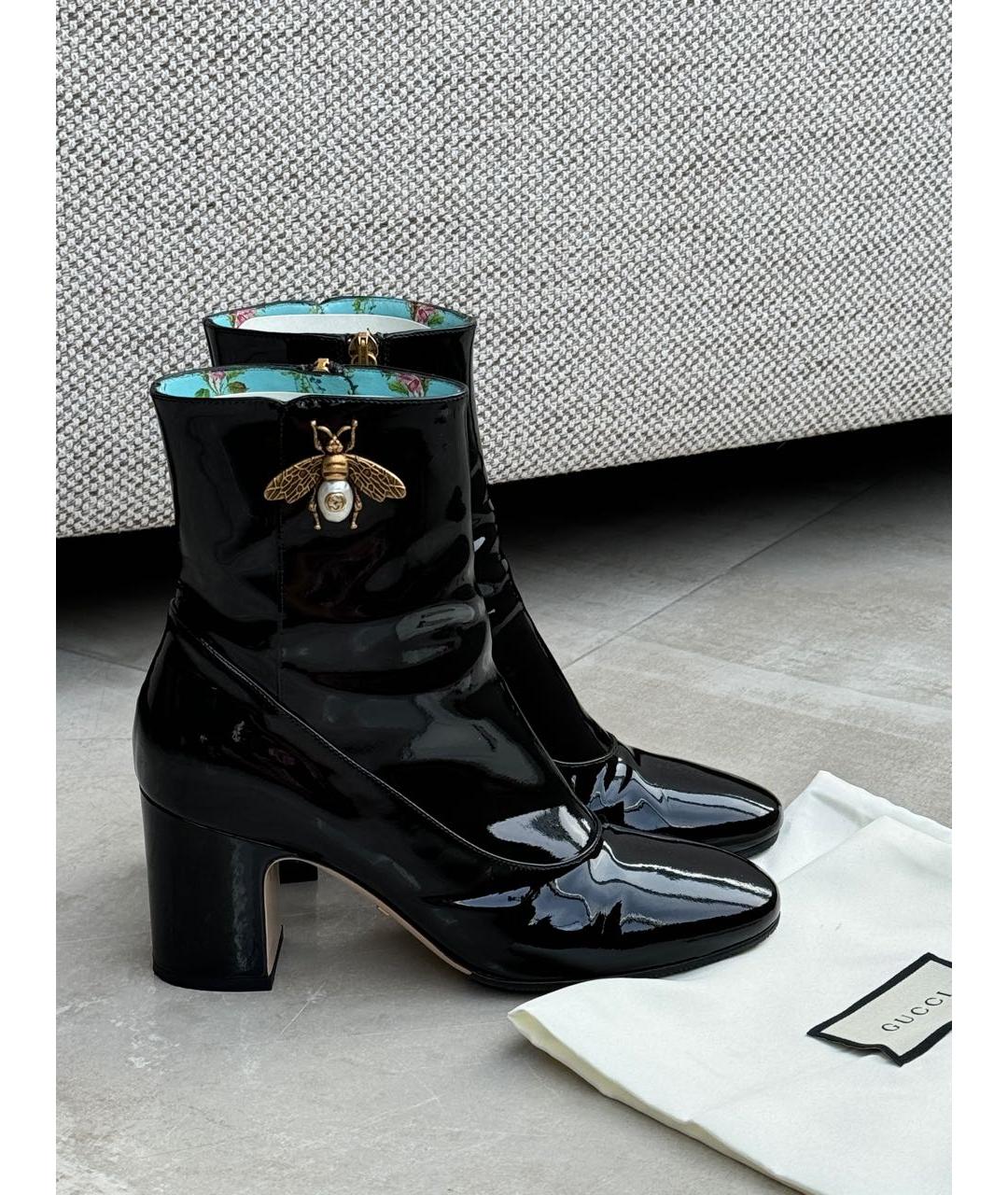 GUCCI Черные ботильоны из лакированной кожи, фото 7