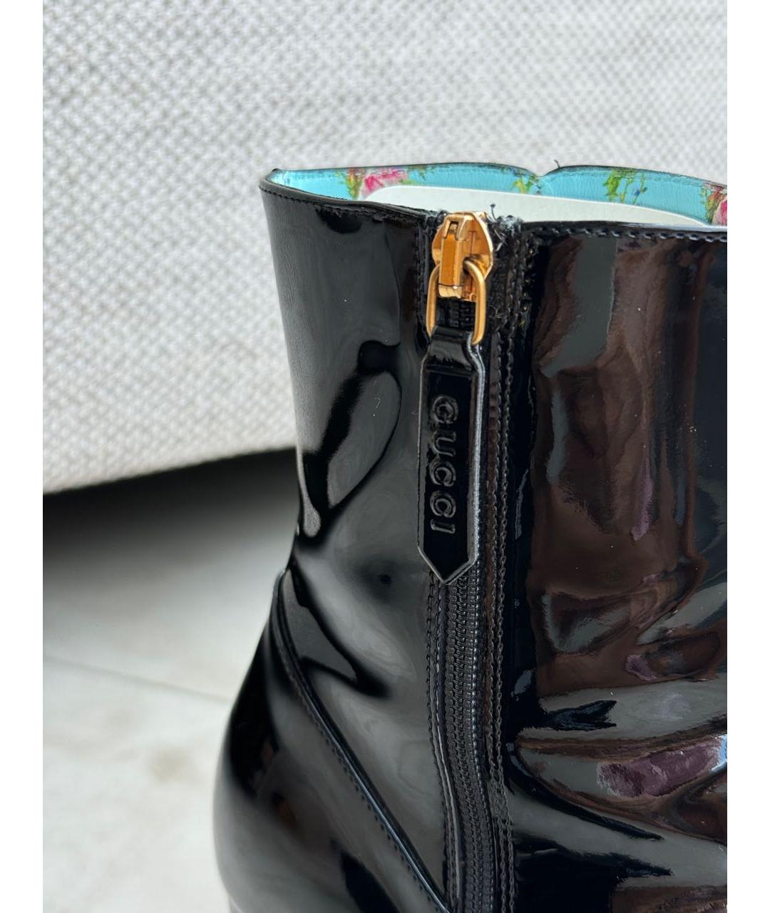 GUCCI Черные ботильоны из лакированной кожи, фото 6