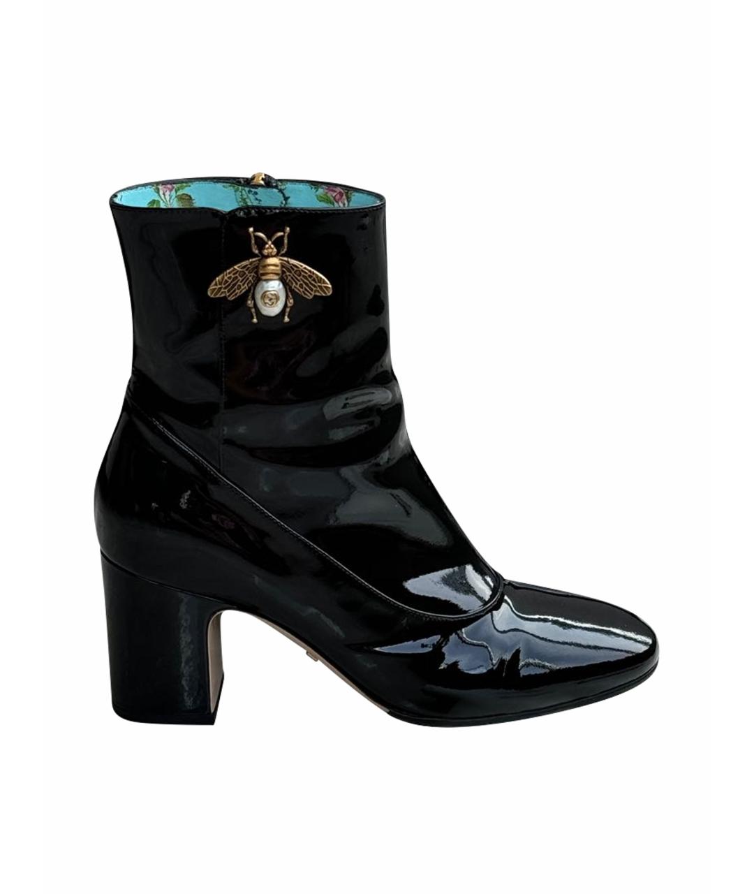 GUCCI Черные ботильоны из лакированной кожи, фото 1