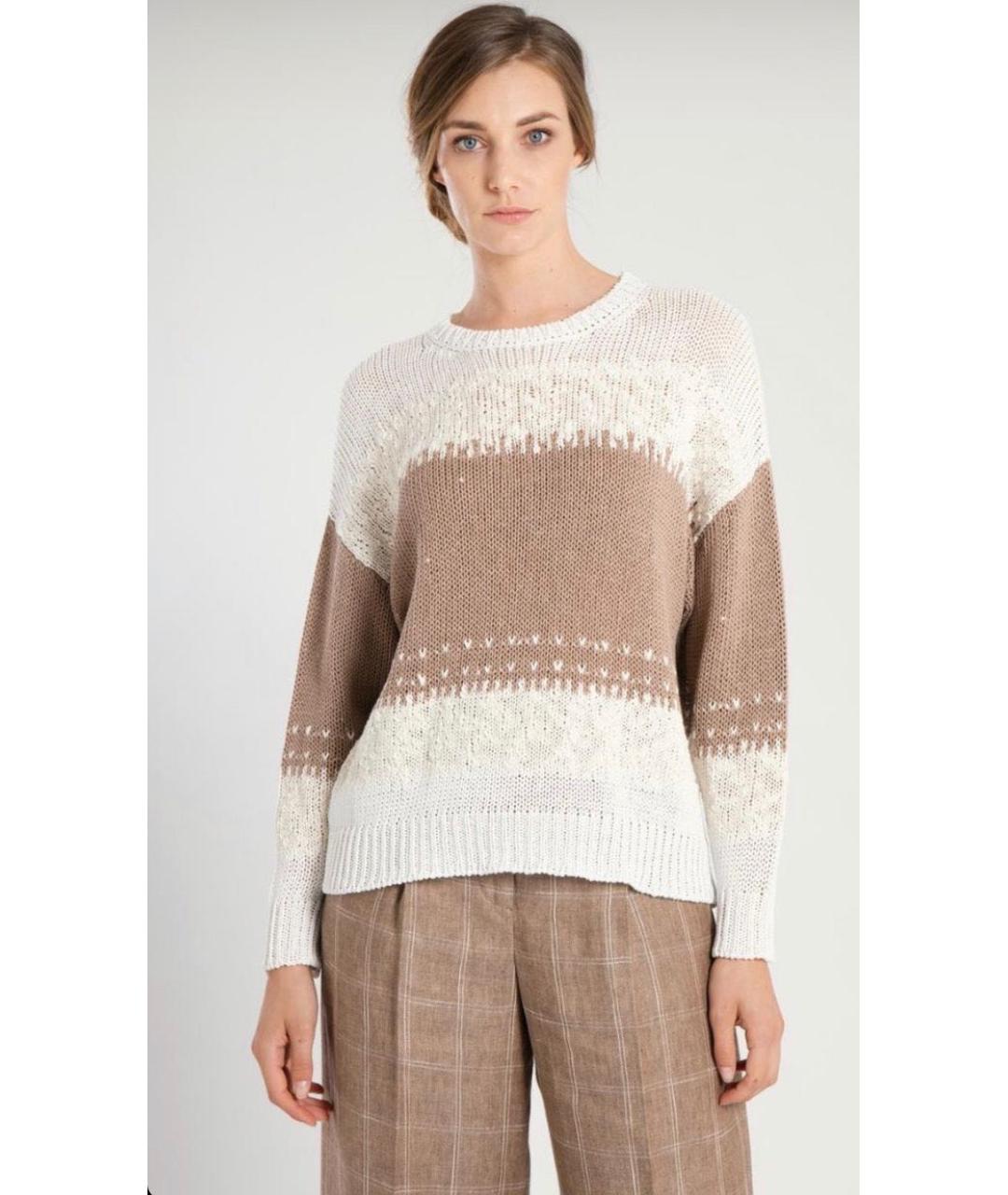 PESERICO Бежевый хлопковый джемпер / свитер, фото 8