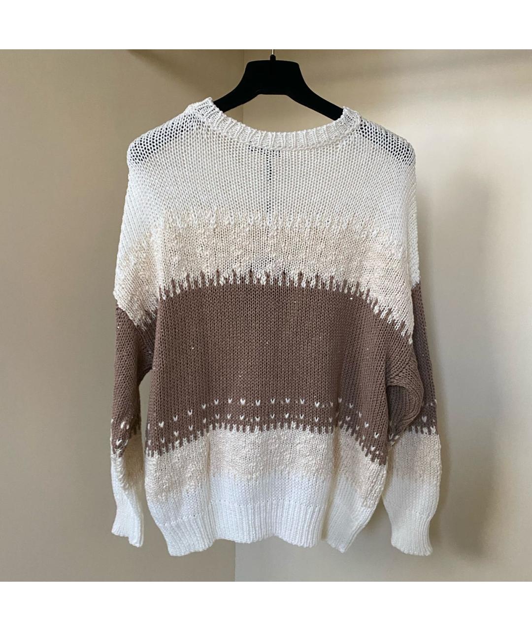 PESERICO Бежевый хлопковый джемпер / свитер, фото 7
