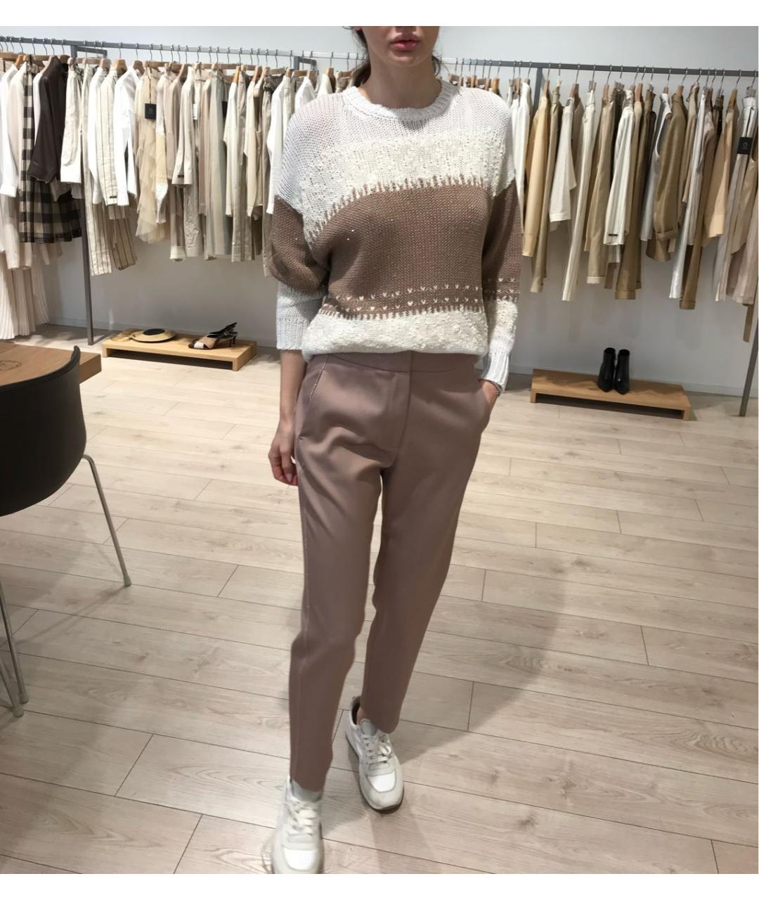 PESERICO Бежевый хлопковый джемпер / свитер, фото 2