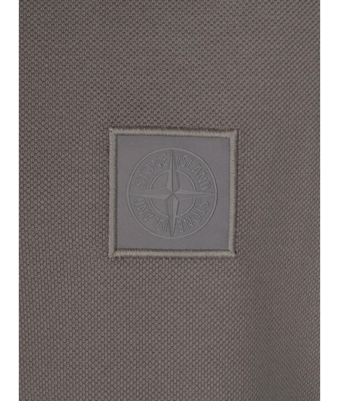 STONE ISLAND Серое хлопковое поло с коротким рукавом, фото 3