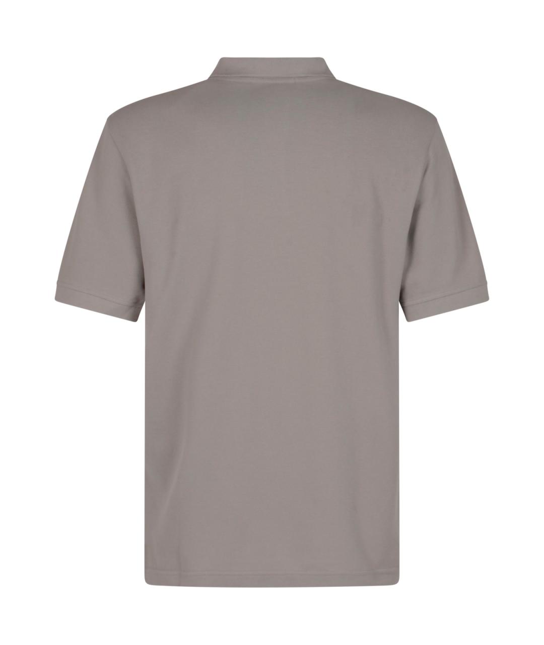 STONE ISLAND Серое хлопковое поло с коротким рукавом, фото 2