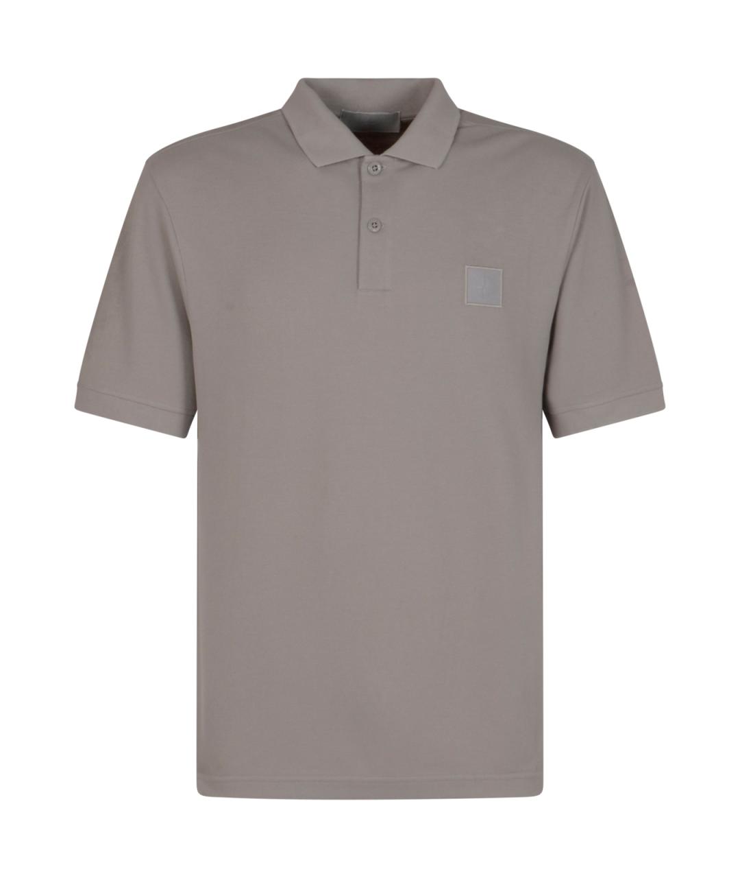 STONE ISLAND Серое хлопковое поло с коротким рукавом, фото 1