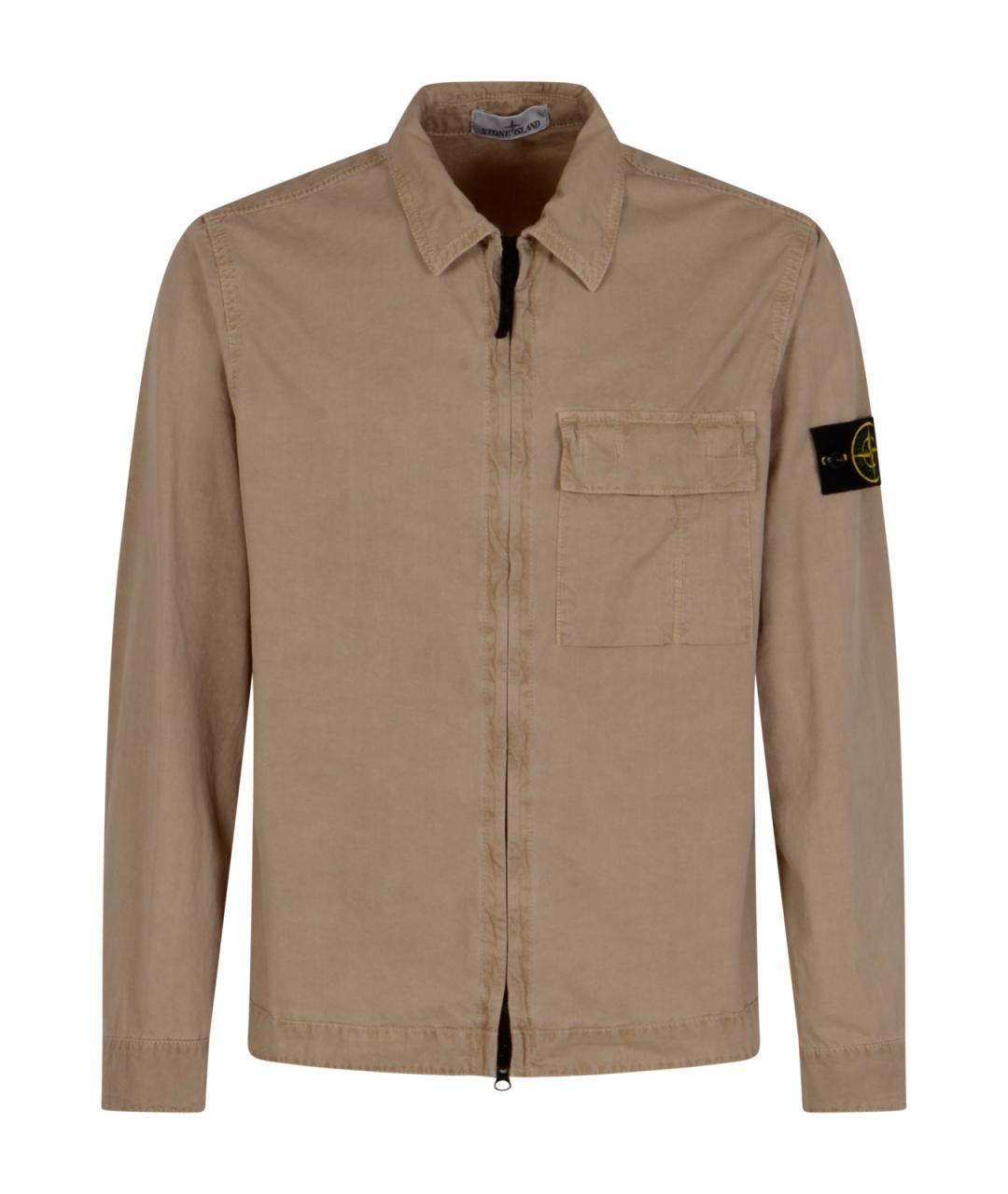 STONE ISLAND Бежевая хлопковая кэжуал рубашка, фото 1