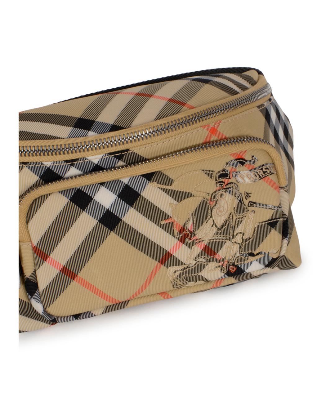 BURBERRY Бежевая синтетическая поясная сумка, фото 4