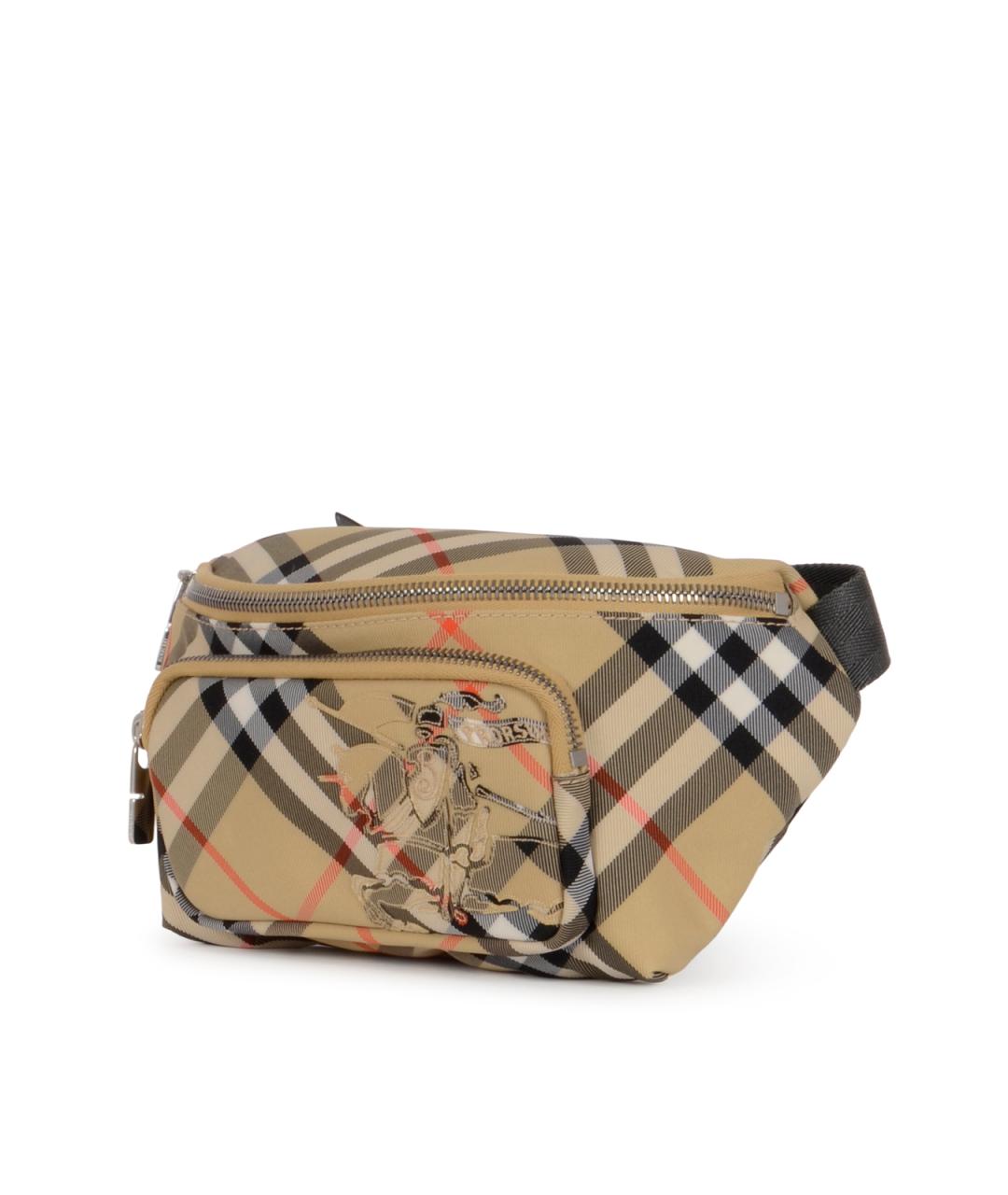 BURBERRY Бежевая синтетическая поясная сумка, фото 2