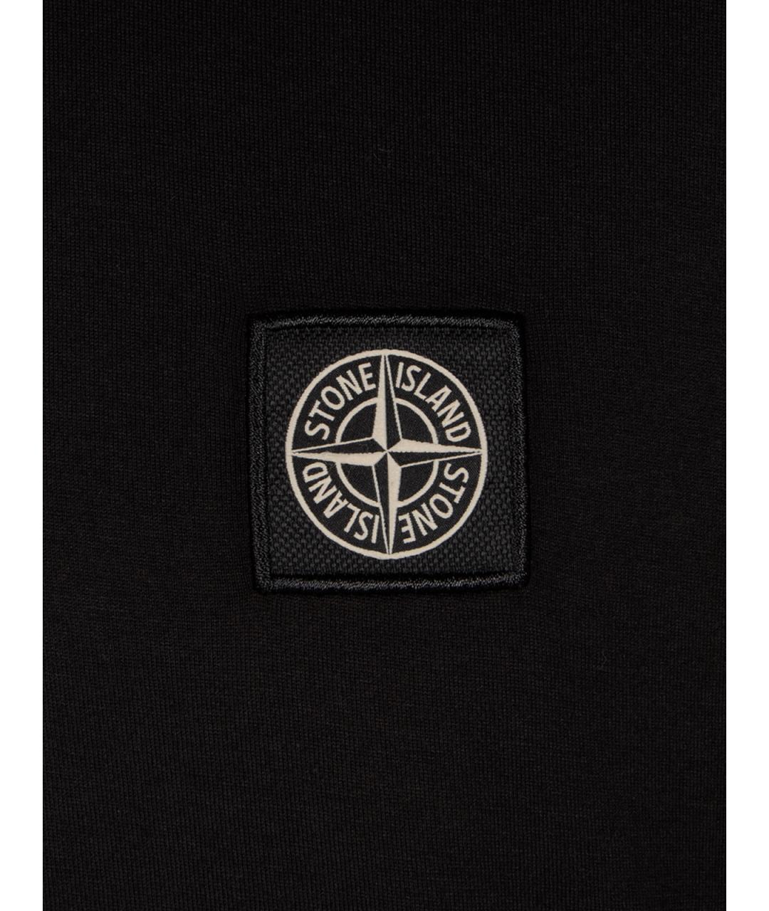 STONE ISLAND Черная хлопковая футболка, фото 3