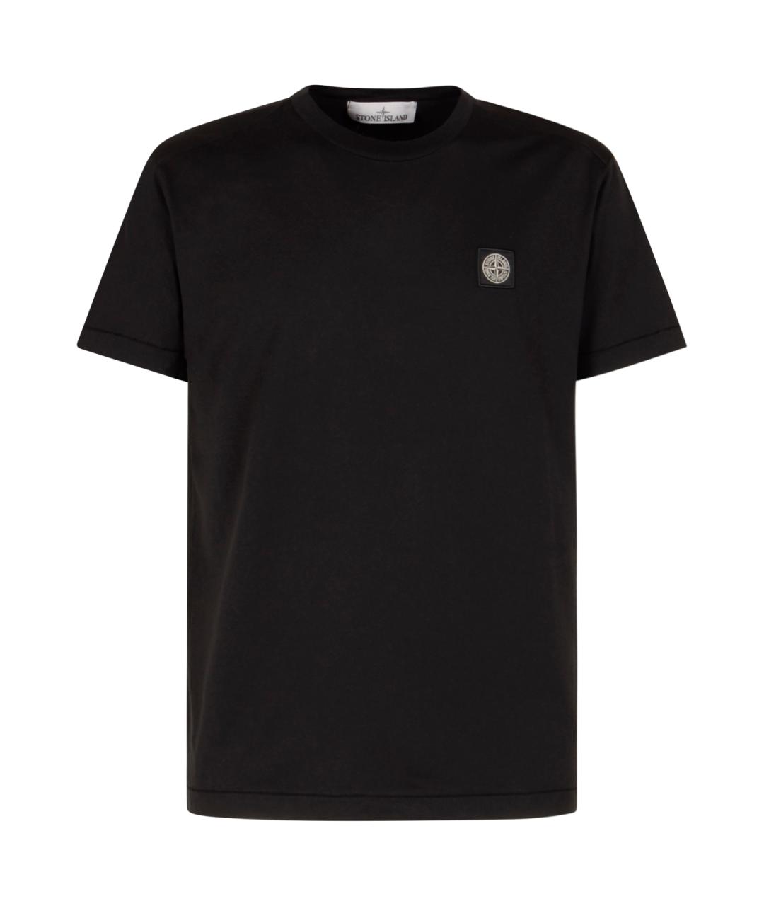 STONE ISLAND Черная хлопковая футболка, фото 1