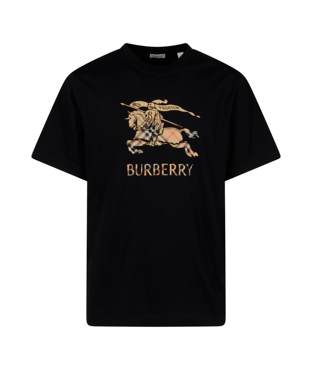 BURBERRY Черная хлопковая футболка, фото 1