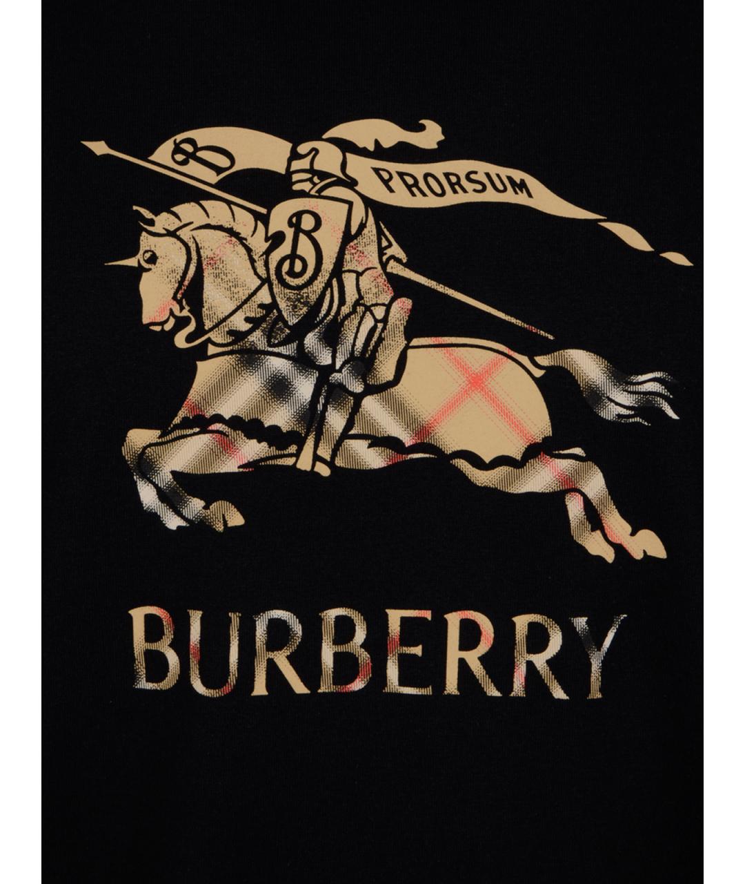 BURBERRY Черная хлопковая футболка, фото 3