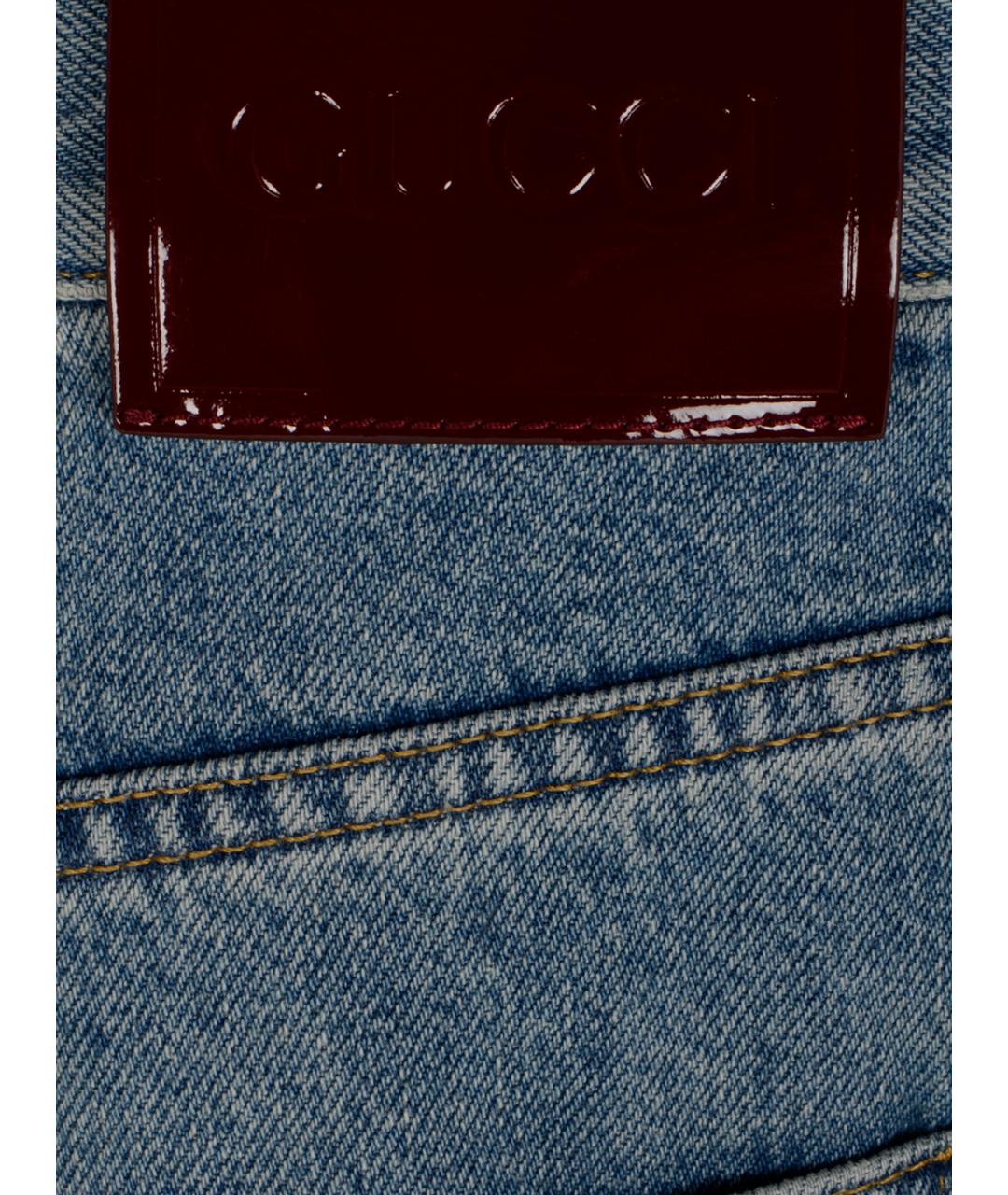 GUCCI Синие хлопковые прямые джинсы, фото 3